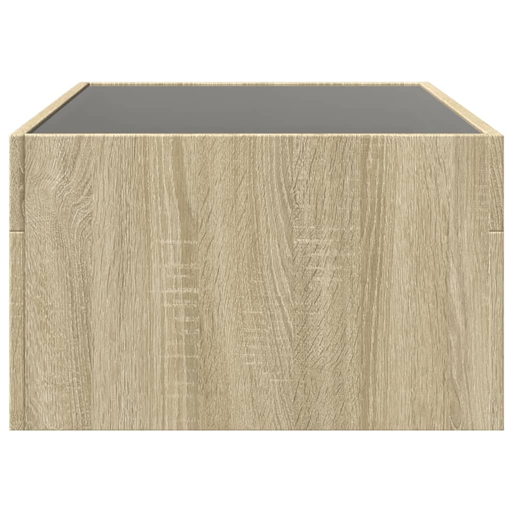 Nowoczesny Stolik Kawowy Z Led Infinity, Dąb Sonoma, 90X50X30 Cm