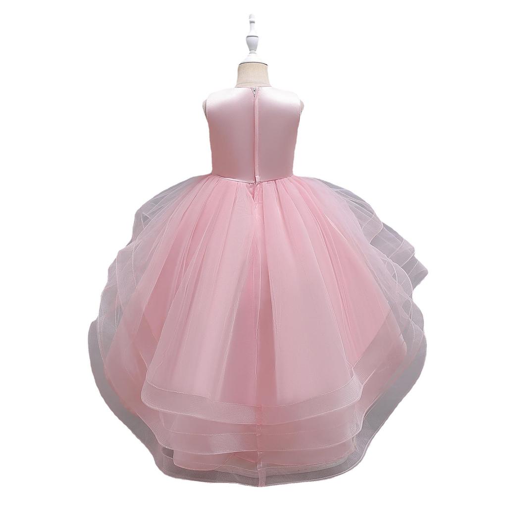 Rochie Formală de Prințesă pentru Fete - Fustă Largă cu Trenă, Perfectă pentru Domnișoare de Onoare, Prezentări de Modă și Spectacole.