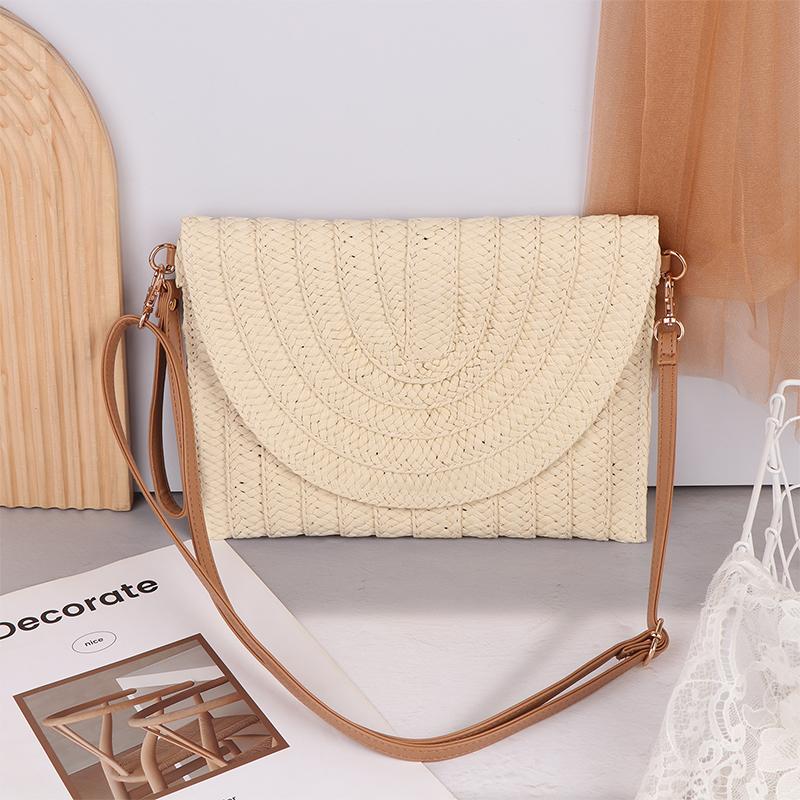 Straw Clutch Handbag Summer Beach Straw Purse For Women Woven Envelope Bag Shoulder Woven Crossbody Bag Beach Bag