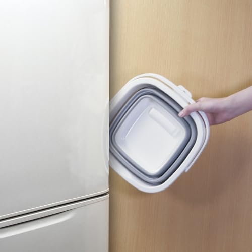 Pearl Metal Folding Bucket Basket, Square, 26.5cm W x 27.5cm D x 20.5cm H, Perfect for Car Washing, Outdoor Activities, Fishing, and Cleaning, White a