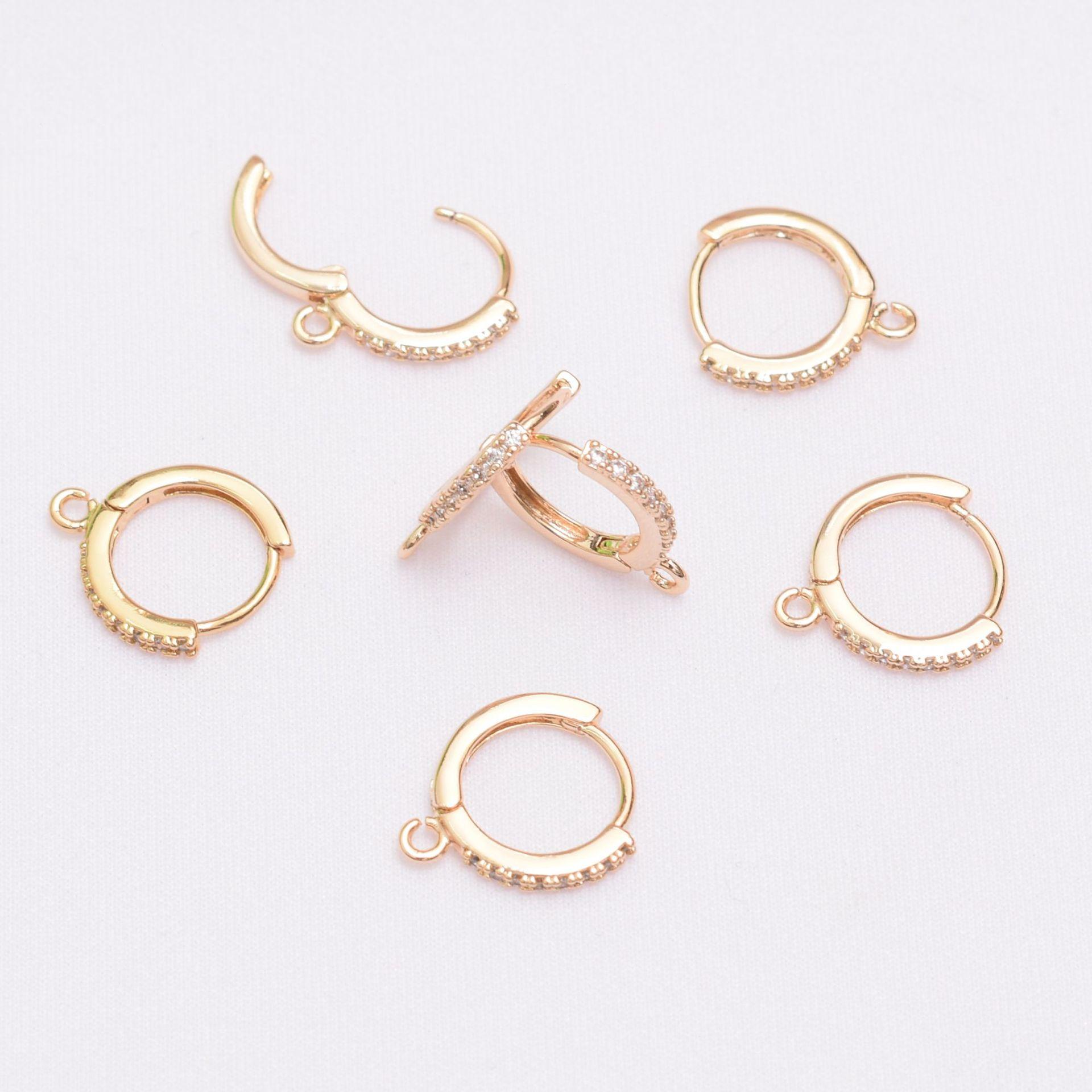 

10 круглих вушних пряжок із мікроінкрустацією 18-каратного золота, антиалергічних аксесуарів для вух, глянцевої вушної пряжки з сережками-підвісками.