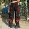 Retro Dark Style Cool Saucy Webbing Corn Chain Casual Pants Contrasting Striped Mesh Wide-leg Pants