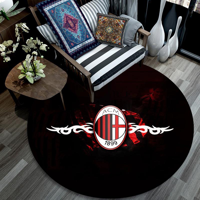 Associazione Calcio Milan3 Round Area Rug,Carpet Rug for Living Room Bedroom Sofa Playroom Decor,Non-slip Floor Mat