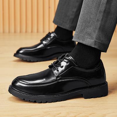Fashion Lacquer Leather Formal Men's Shoes Classic Retro Versatile Style Daily Office Leisure Business Party Black Adult Groom's Shoes