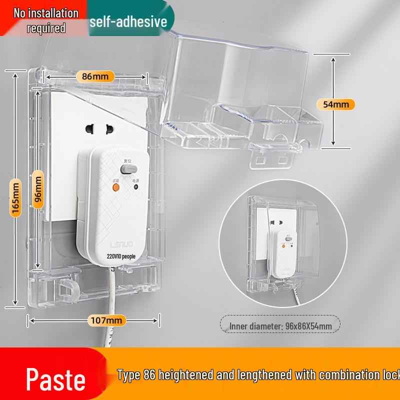 Cubierta de Enchufe Adhesiva Impermeable Tipo 86 para Baño - Caja Anti-Golpes con Protección Infantil