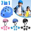 7 Pcs/set Kids Protective Gear Set Roller Skating Helmet & Pads for Boys Girls Knee Elbow Wrist Guards for Skateboard Scooter