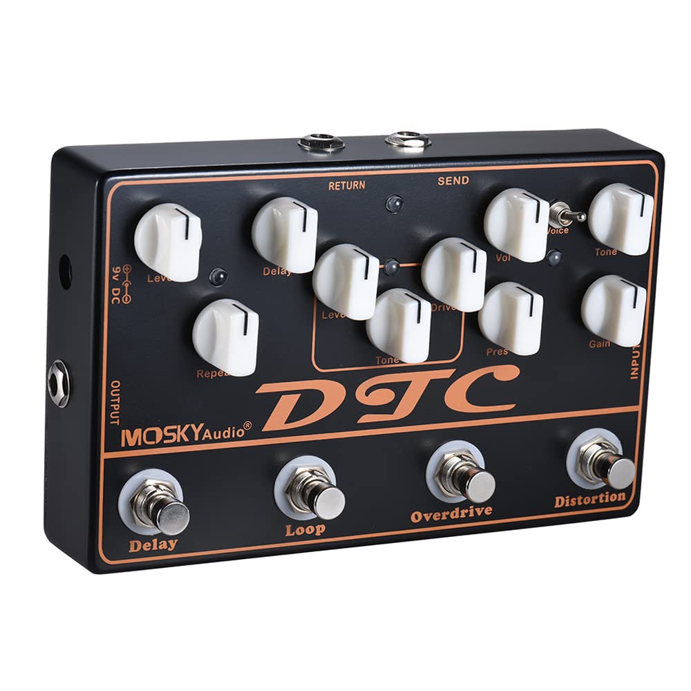 Sunydog DTC Electric Guitar Effects Distortion Overdrive Loop Delay 4-in-1 Pedal + + +