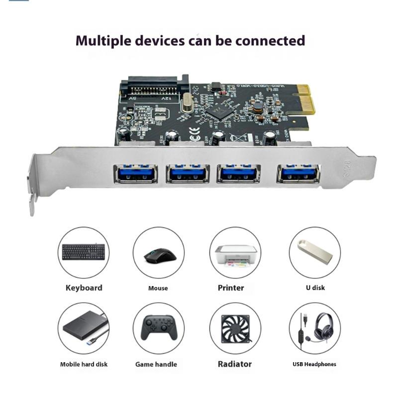 Multiports USB Hubs Card PCIE3.0 USB Expansion Card Builts In Power Supply Compactly Design For Desktop Computers
