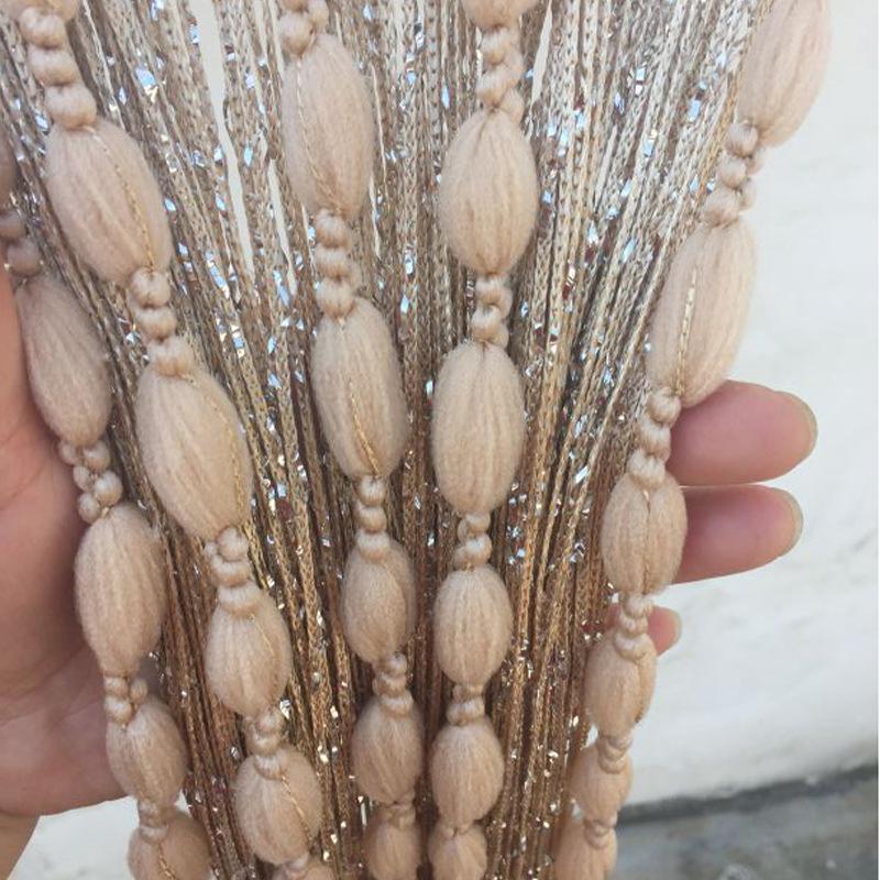 

1pc 1x2m Door String Curtain Soft Balls Romantic Glitter Fringe Room Divider Home Decor Wedding Girls Bedroom Window Living Room хакі