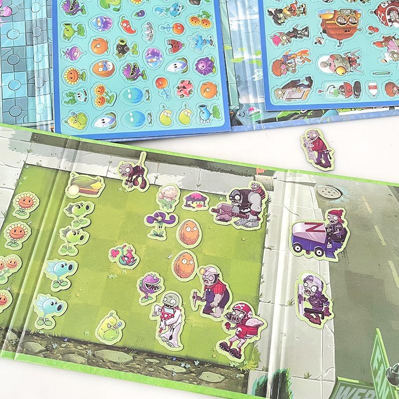 Plants Vs. Zombies Game Magnetic Quiet Sticker Toy Book Children Reusable Toy Concentration and Creative Thinking Training Gift