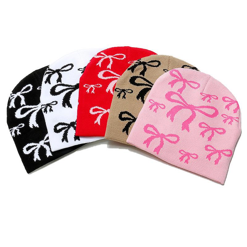 2025 Autumn and Winter New Wool Hat Brimless Cap Korean Version Trendy Versatile Thermal Hat Bow Knitted Hat Children