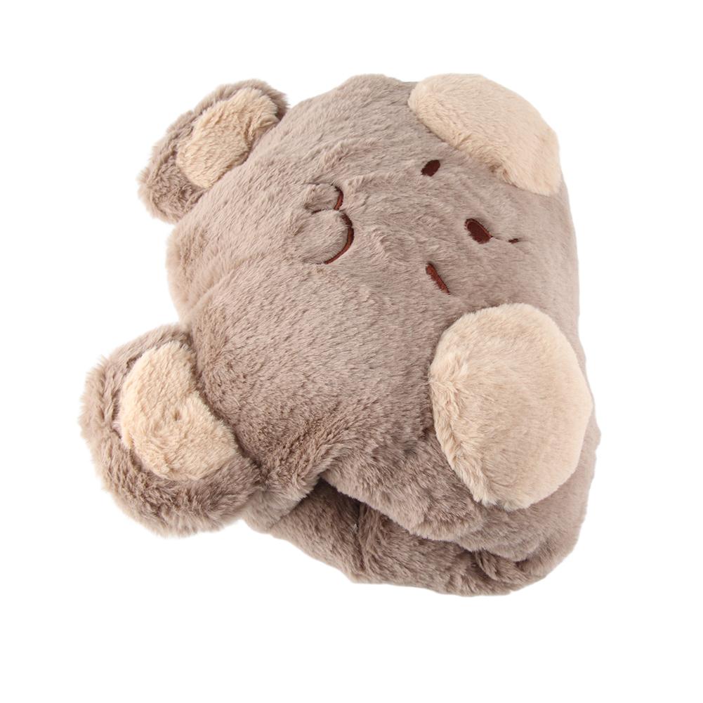 Stuffed Animals Travel Blanket Pillow Set Soft Plush Hugging Pillow Cute Plush Toy with Hand Warmer Design for Travel