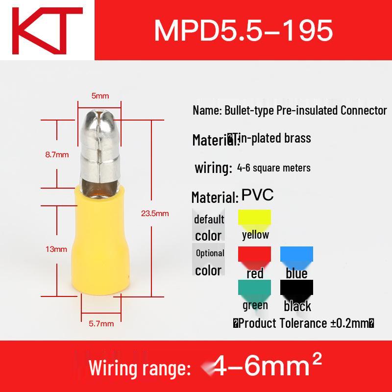 KT KST MPD1.25 Bullet-shaped Male Pre-insulated Crimp Terminal