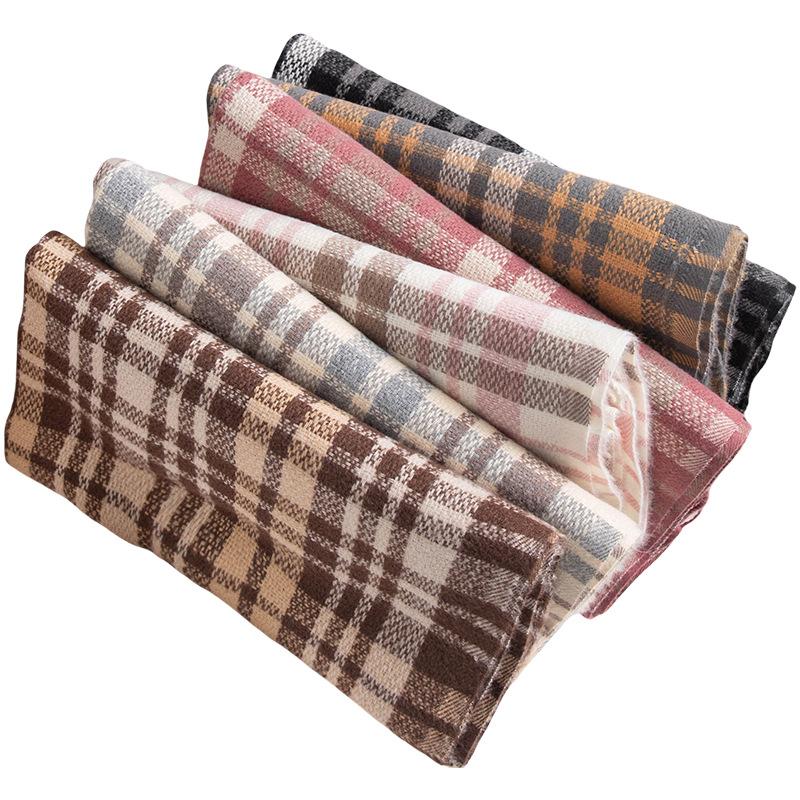 British Plaid Scarf  Atmospheric Women's Autumn and Winter Scarf Couple's Long Warm Double Sided Thick Artistic Scarf