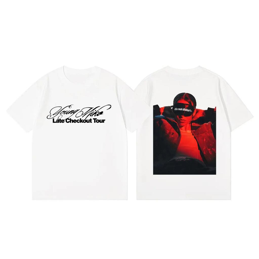 Summer Casual Loose Cotton T-shirt Rapper Young Miko Late Checkout Tour 2026 Graphic T Shirts Unisex Women Fashion Hip Hop T-shirts