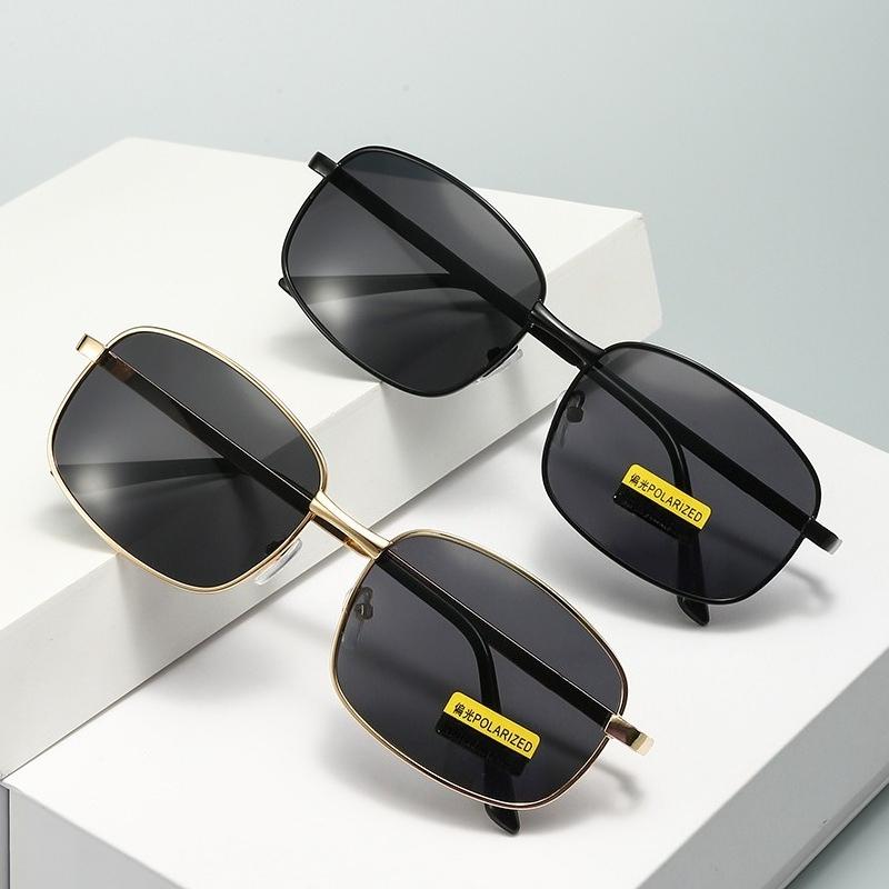 Polarized Metal Men's Sunglasses Stylish Square-Frame Premium-Quality UV Protection Sun Glasses for Driving and Fishing