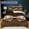 Leopard Print Bow Pattern Bedding uilt Set uilt Cover Pillowcase Home Decoration Birthday Gift (1 * duvet cover + 2 * pillowcase  without core)91