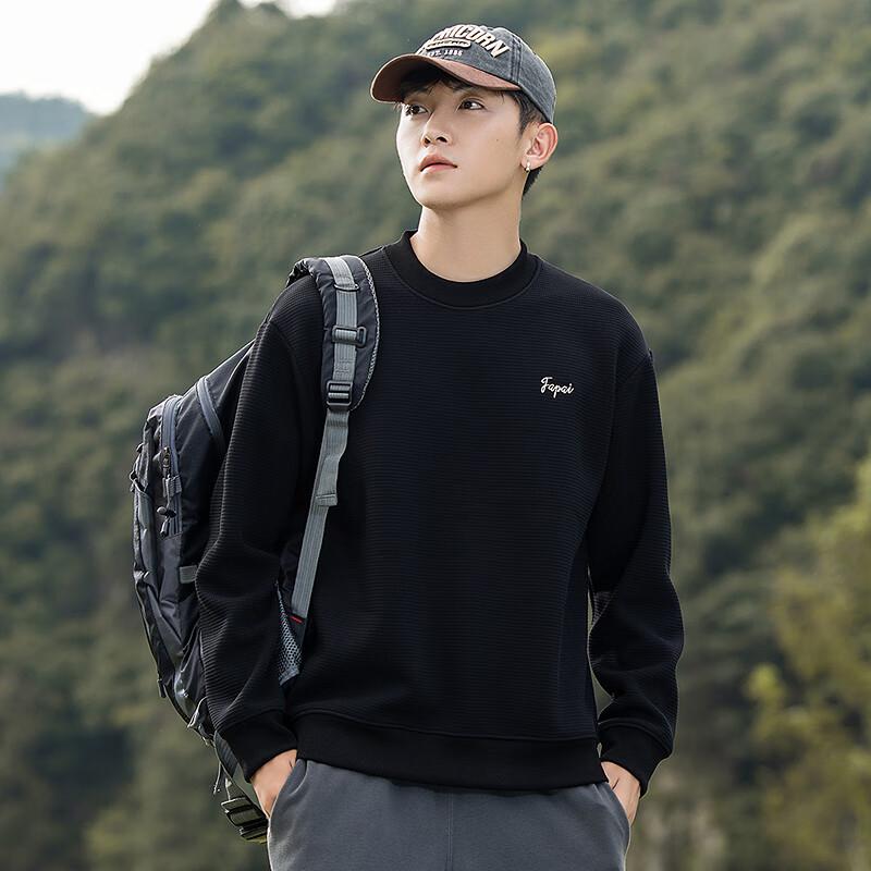 

FAPAI Men s Embroidered Fleece Pullover Sweatshirt L