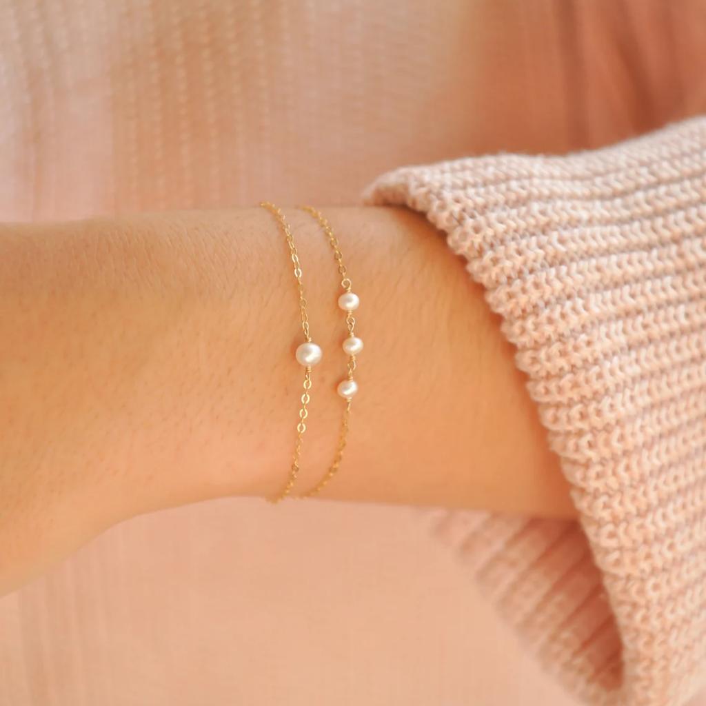 Vlen Natural Freshwater Pearl Bracelets for Women Gold Plated 18 K Stainless Steel Bracelet Dainty Pulseras Jewelry