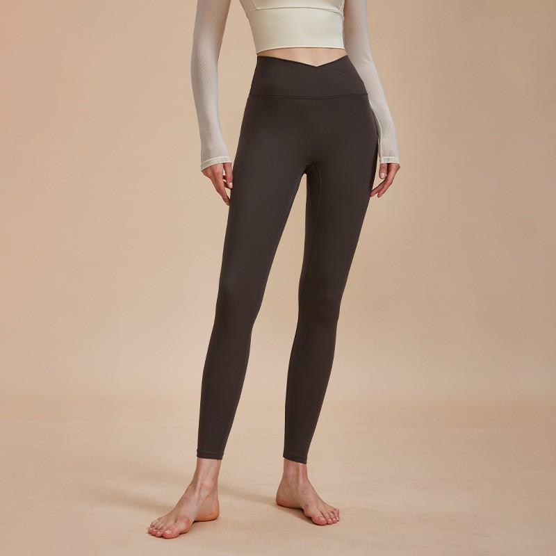 Womens High-Waisted Seamless Yoga Leggings With Built-in Brief 79% Nylon Stretch Fitness Pants Gym Running Cycling