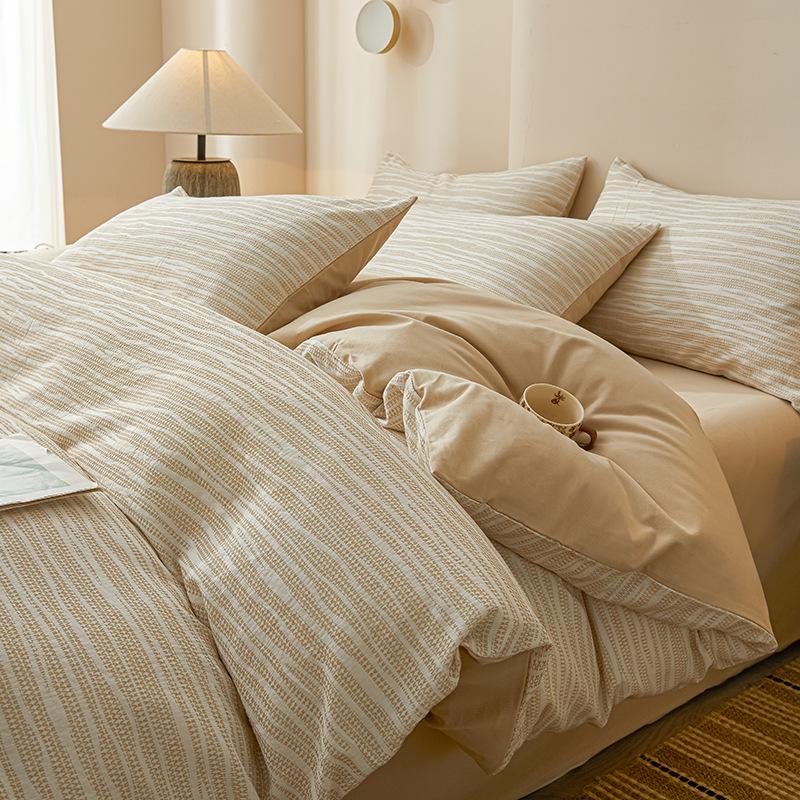 2025 Style Pure Cotton Double Gauze Flannel Bedding Set - Winter Duvet Cover and Bed Sheet, 100% Cotton