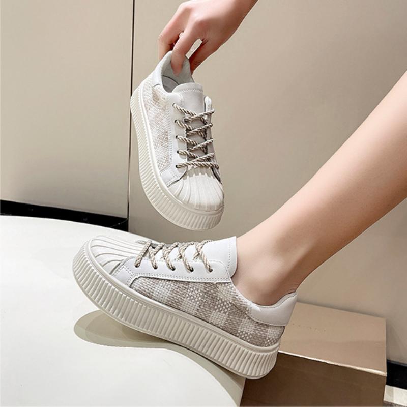 Fashion Spring and Autumn Seasons Womens Shoes Flat Bottom Round Toe Casual Single Shoes Thick Bottom Simple Women's Canvas Shoes