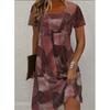 Patchwork Cowboy Pattern Women Mini Dresses Summer Short Sleeve 3D Printed Streetwear Ladies Dress Casual Dress