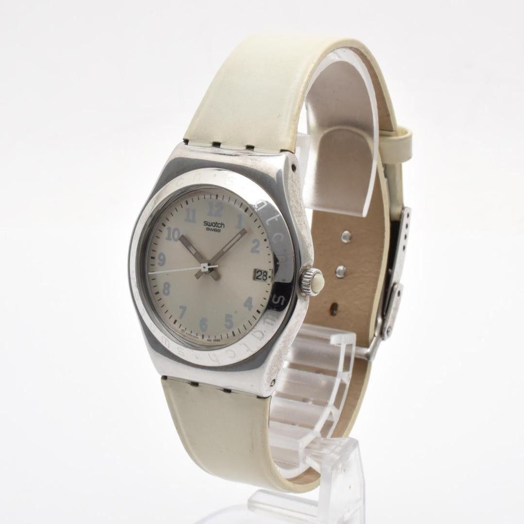 Used Working item swatch ladies watch ivory leather date
