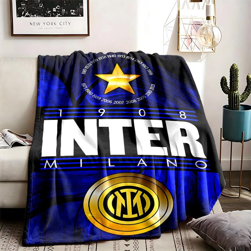 FC Internazionale Milano Theme Personalized Outdoor Flannel Blankets Soft And Suitable For All Seasons Perfect For Sofas Beds And Camping