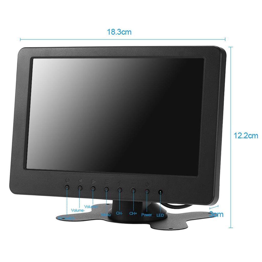 7-Zoll-HD-Monitor 1024x600 16:9 LCD-Monitorhalterung BNC AV Videoeingang für Heim-Auto-Überwachung