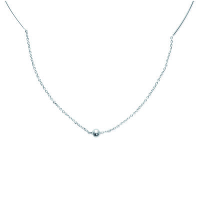 [M7268] - Silver 'Marbles' Necklace (semi-rigid) Silver-plated (rhodium-plated) - 5 Mm