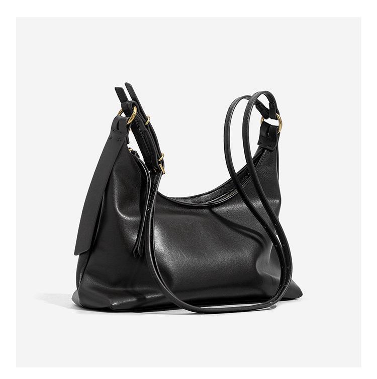 Qiu Zhen Genuine Leather Double Ear Hobo Bag - Retro Large Capacity Shoulder & Crossbody for Women