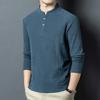 Spring Autumn Stand Collar Casual Fashion Bottomed T-shirt Male Long Sleeve Solid Color Tee Pullover Top Men