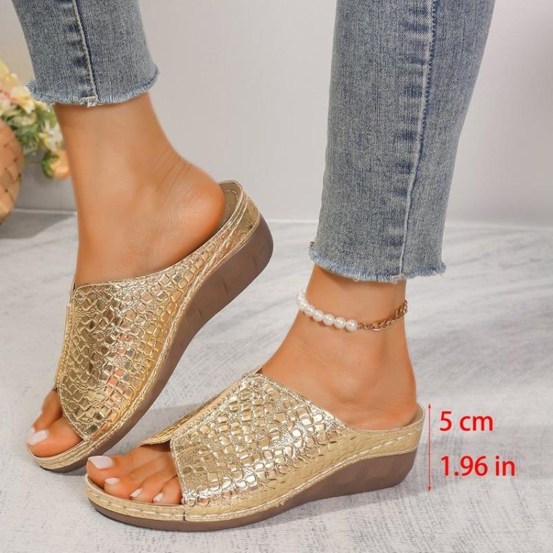 Fashion Gold Silver Wedge Sandals Women 2024 Summer Retro Clip Toe Platform Sandals Woman Plus Size 43 Thick Bottom Gladiator Shoes