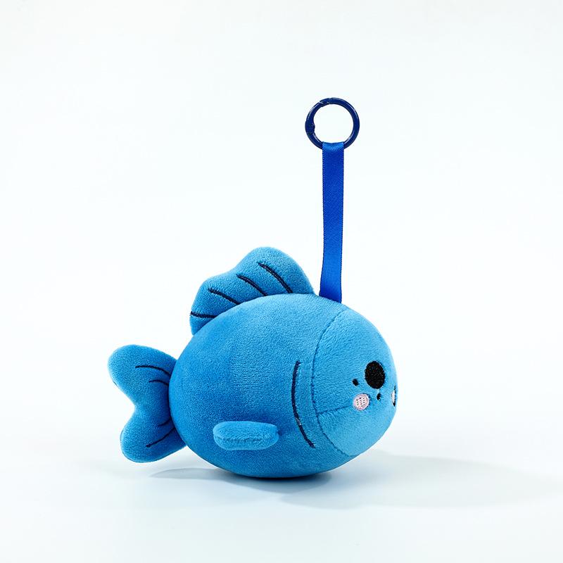 Extragroßes blaues Fisch-Stofftier-Kissen mit Anhänger – Heilendes Meereswesen