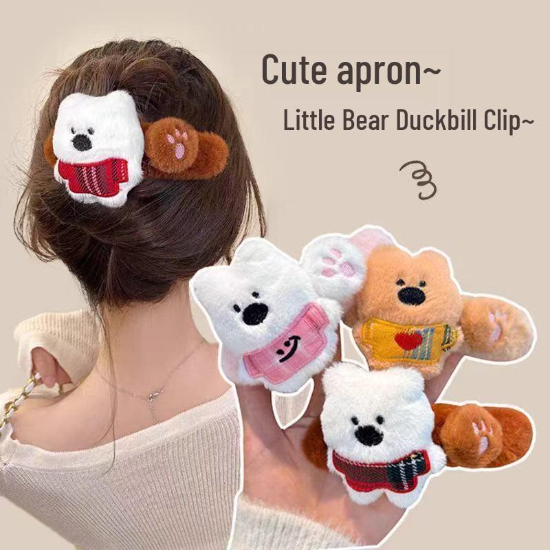 Schneebär Plüsch Haarspange – Niedliches Mori Girl Entenschnabel Haaraccessoire