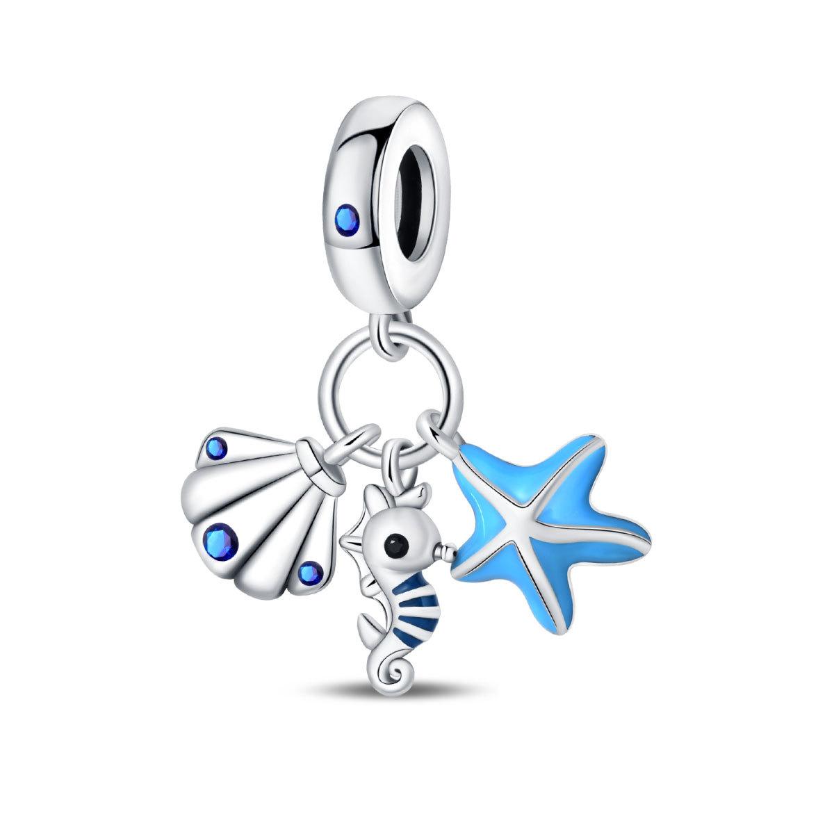 Ocean Wind Seahorse Turtle Whale Charm Бусины DIY Jewelry Accessories Браслет с белым — фото 9