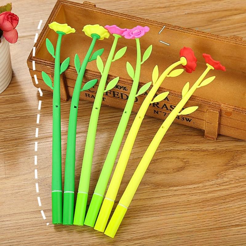 Gift Creative Camellia Kawai Gel Pen Cute Cartoon Learning Stationery Flower Personalized Office School Supplies Lovely