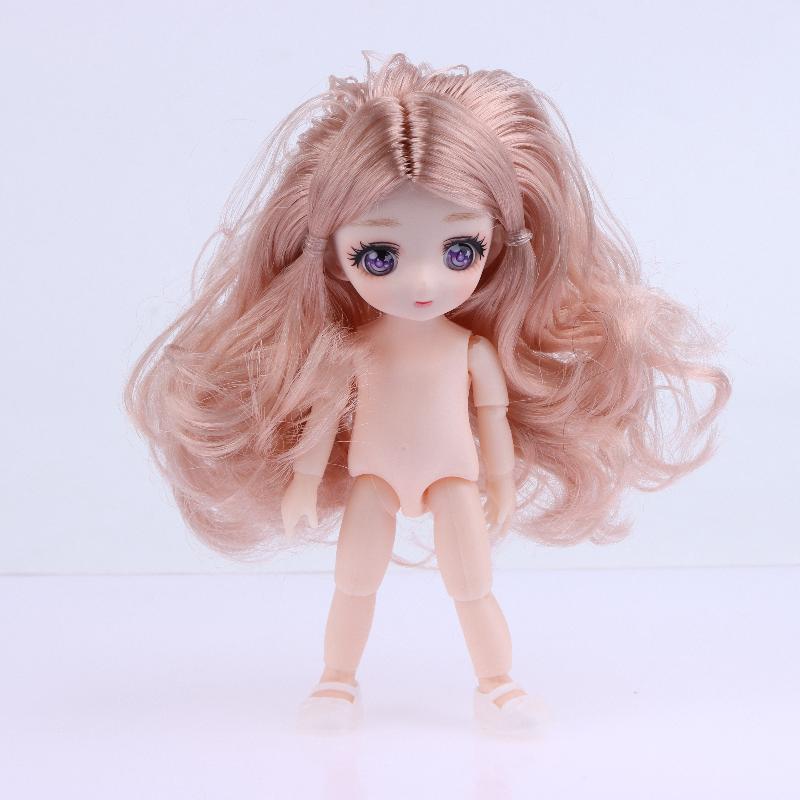 1 Sada Krásná Manga Obličej 16Cm 1/8 Panenky Holé Tělo 3D Skutečné Oči Oblékací Panenka Mini Panenka na Hraní Hračka Děti Dívky Dárek