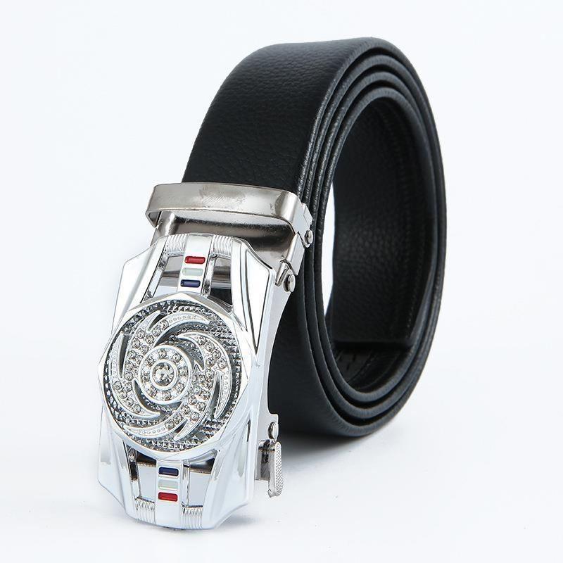 Elegant High-End Automatic Buckle Leather Belt – Versatile European & American Style for Men