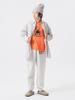 [BEAMS BOY] Long-Sleeve Dobby Stripe Big BD Shirt for Women, Grey, Free Size