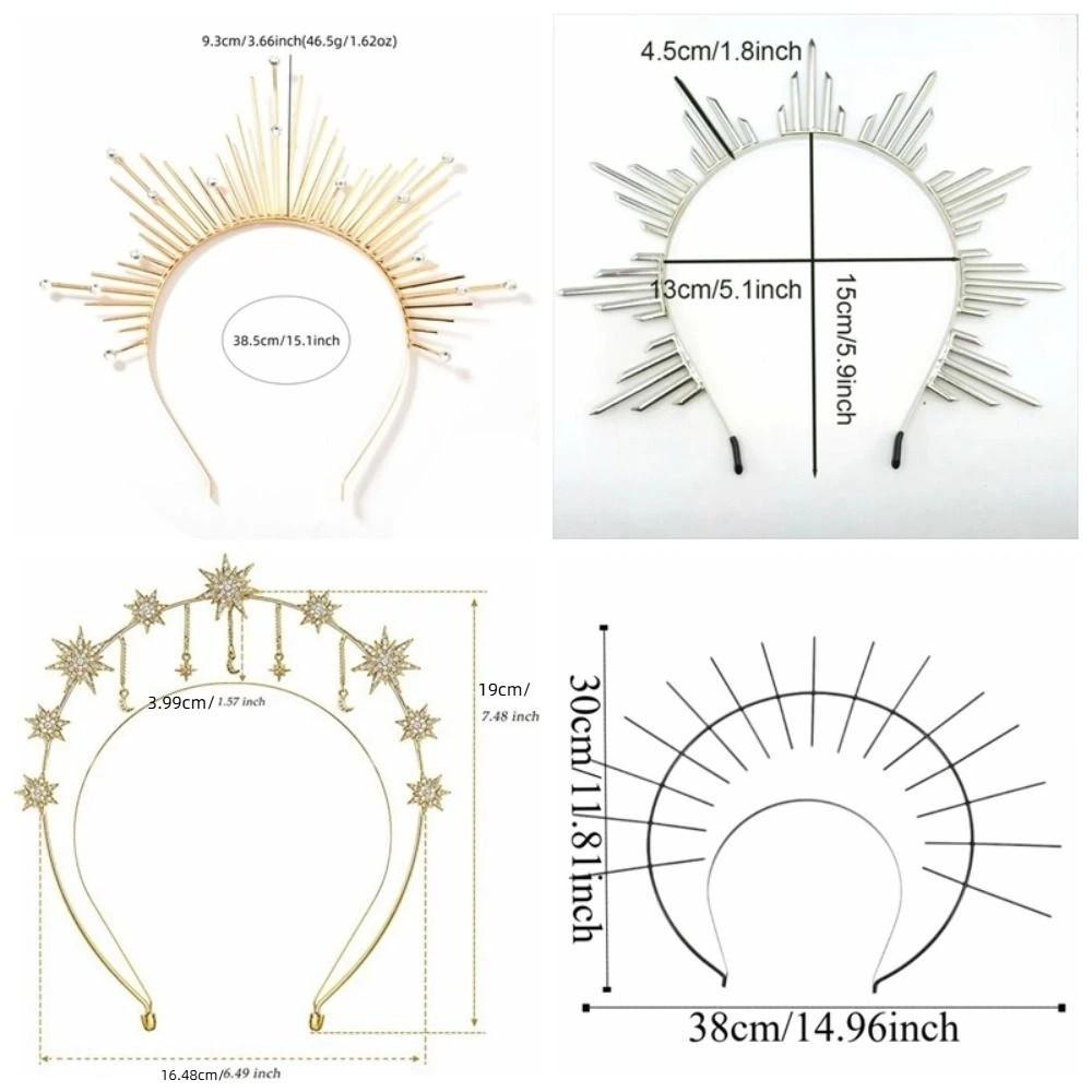 Gothic Sun Crown Black Color Lolita Spiked Headpiece Baroque Style Photography Performance Renaissance Cosplay Headband