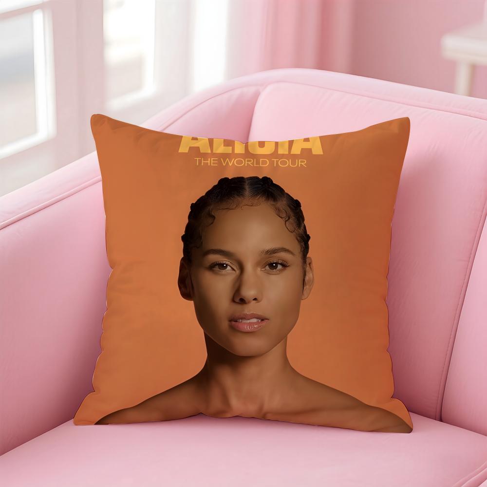 Alicia K-Keys Singer Cushion Cover Comfortable Reversible Pillow Cover Ideal For Car Sofa Bedroom & Beyond