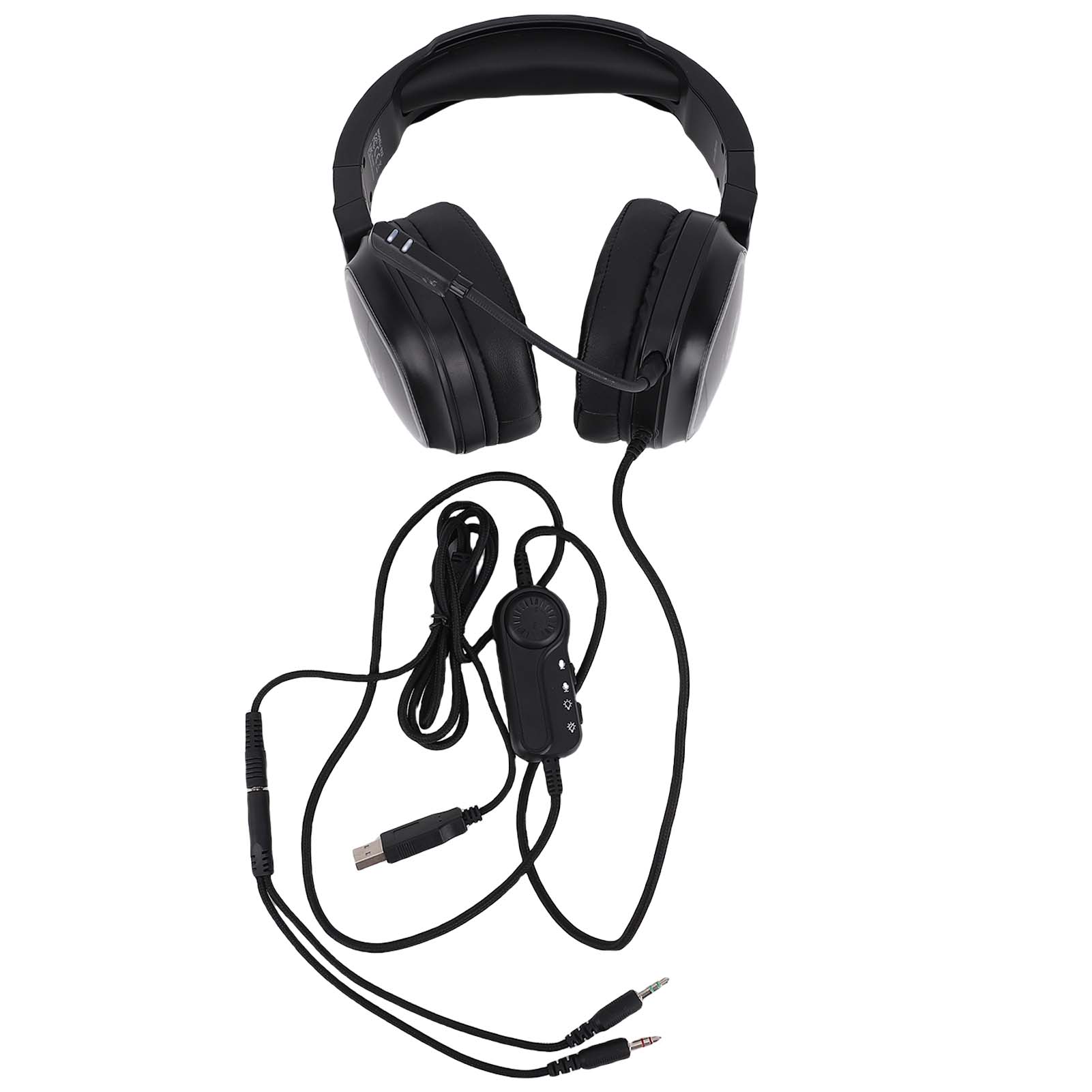 

3.5mm Over Ear Game Headset, Gaming Headset with Detachable Microphone, RGB LED Light, Volume Control for Smartphone,