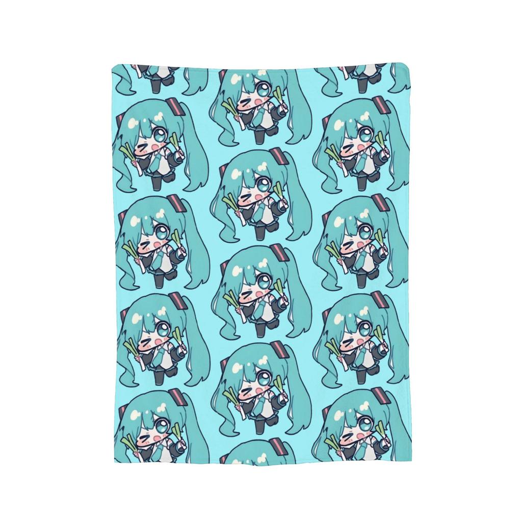 Hatsunes Mikus vocaloid Blanket Flannel Printed Multifunction Super Soft Throw Blanket for Bed Outdoor Plush Thin Quilt