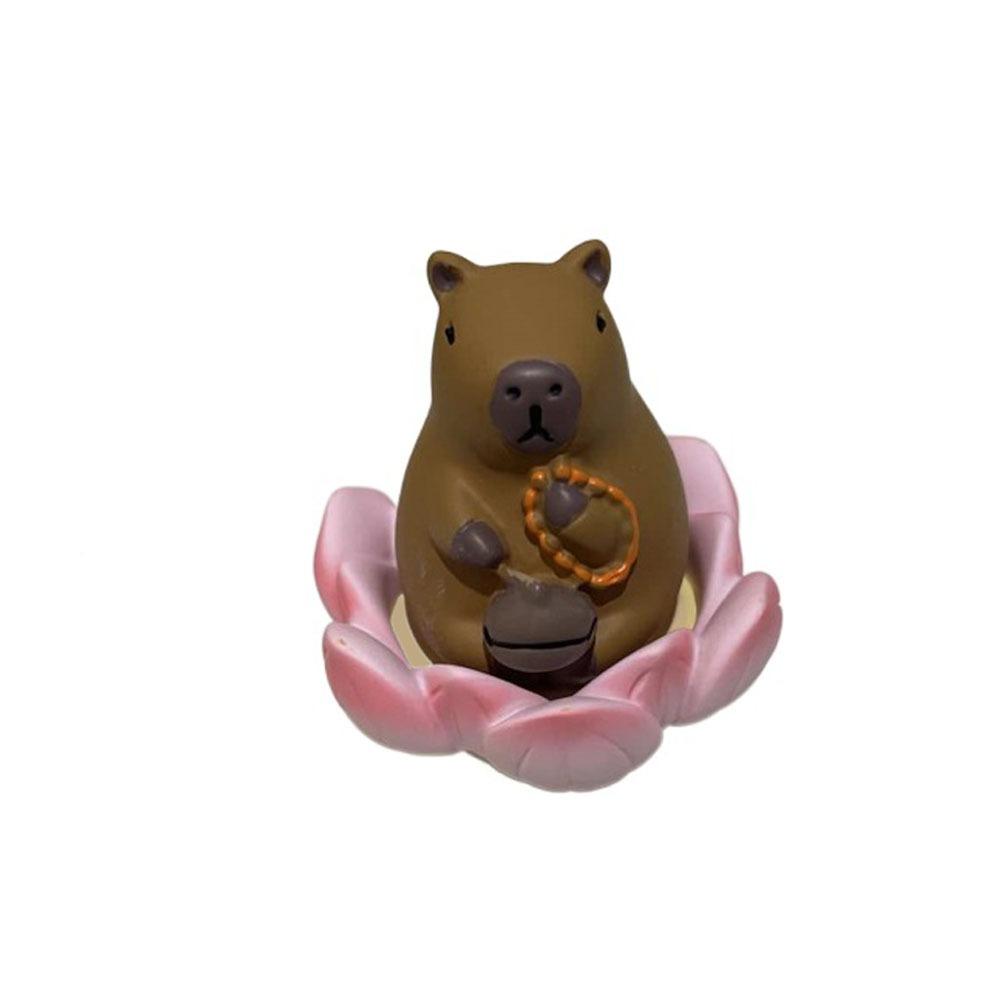 Cartoon Good Luck Lotus Ornament Buddha Style Capybara Model Figure Lotus Pig Car Ornaments Office