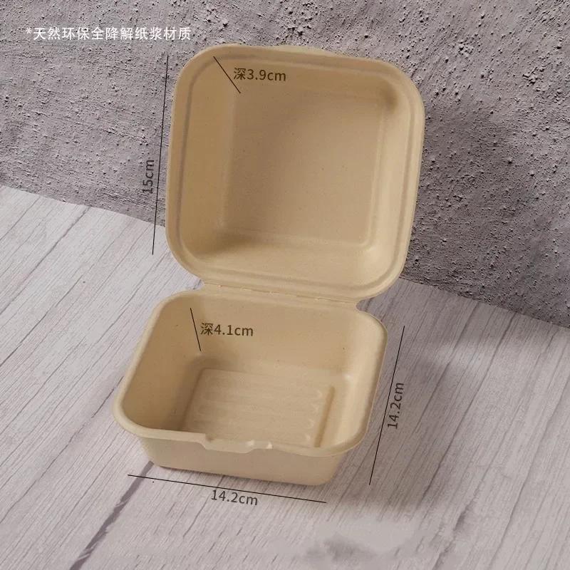 Disposable Pulp Lunch Box Thick Environmentally Friendly Rice Takeaway Packaging Rectangular Connected Fast Food Boxs