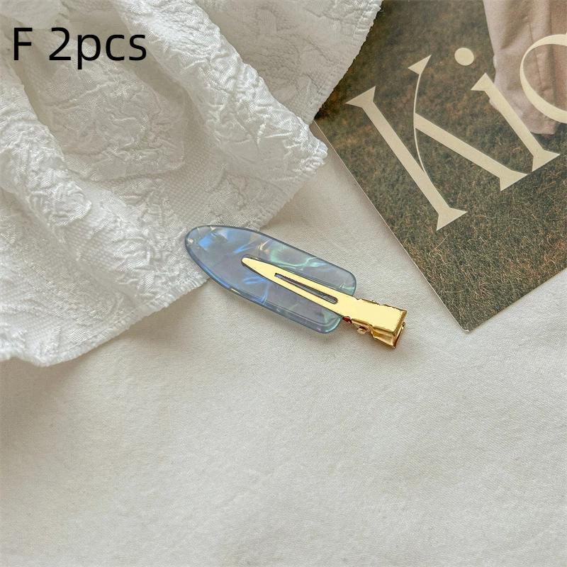 2Pcs No Crease Acrylic Hair Clips With Gold Metal Clasp And Marble Pattern Perfect For Daily Wear Party Hairstyling