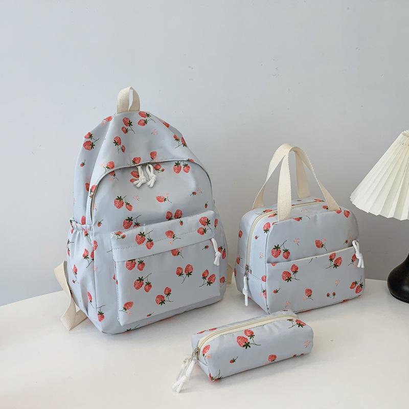 Cherry Backpack Japanese Style Fruit Print Lightweight School Bag for Middle School Girls Casual Travel