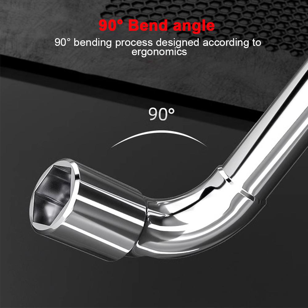 6Pcs L-Type Socket Wrench Double Head Pipe Socket Wrench Car Repair Pipe Socket for Mechanical Maintenance 7-Shaped Hex Spanner